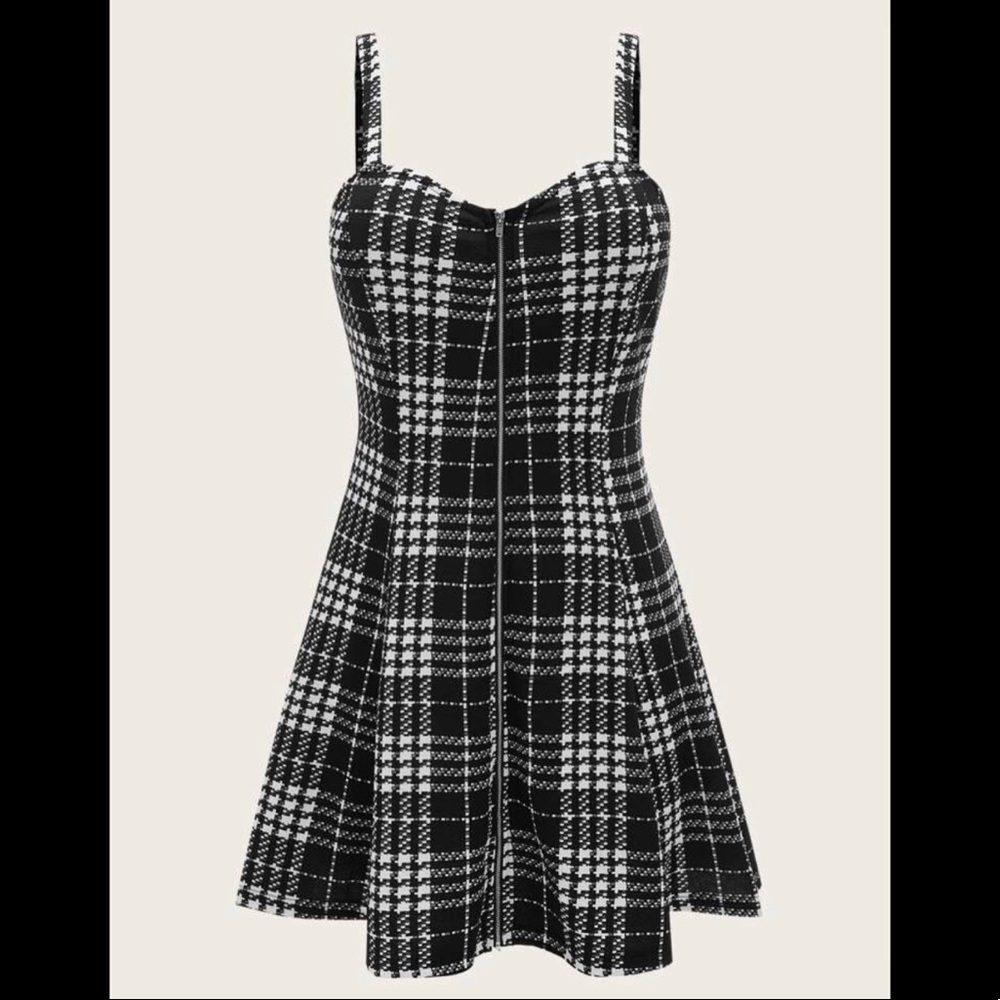 SHEIN curve plaid dress front zip